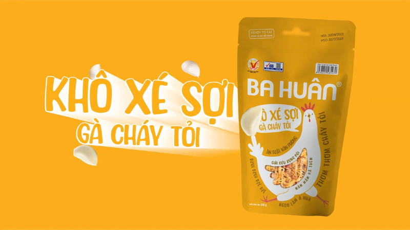 Khô xé sợi gà cháy tỏi Ba Huân